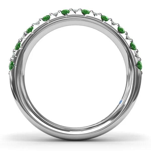 Pave Emerald and Diamond Wedding Band Image 3 Quenan's Fine Jewelers Georgetown, TX