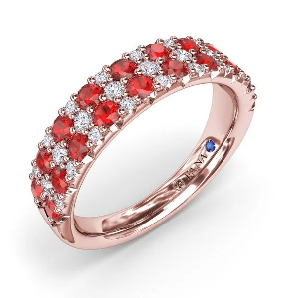 Pave Ruby and Diamond Wedding Band Image 2 Molinelli's Jewelers Pocatello, ID