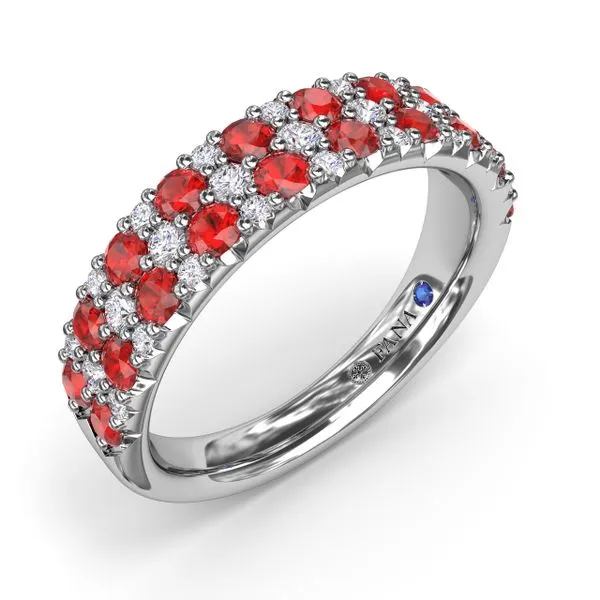 Pave Ruby and Diamond Wedding Band Image 2 Steve Lennon & Co Jewelers  New Hartford, NY
