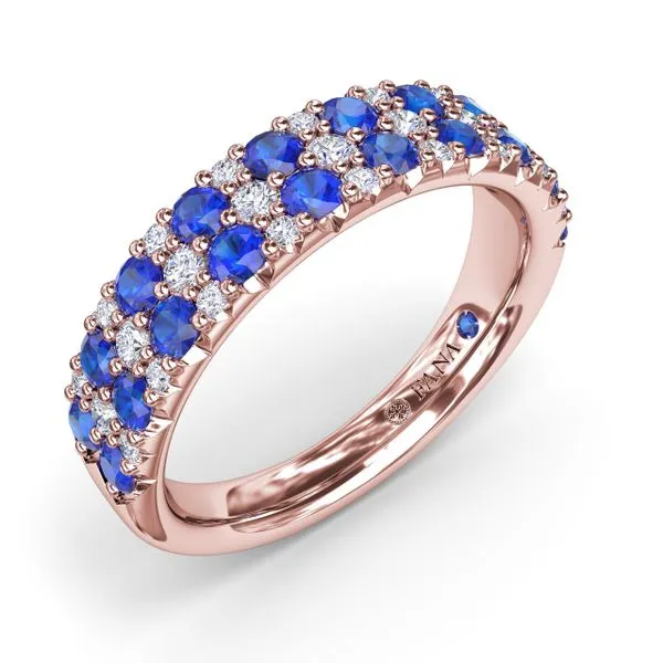 Pave Sapphire and Diamond Anniversary Band Image 2 Jim's Jewelers Tyler, TX