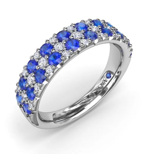 Pave Sapphire and Diamond Anniversary Band Image 2 Quenan's Fine Jewelers Georgetown, TX