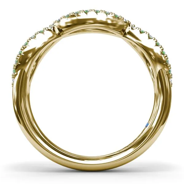 Crossover Emerald and Diamond Wedding Band Image 3 Graham Jewelers Wayzata, MN