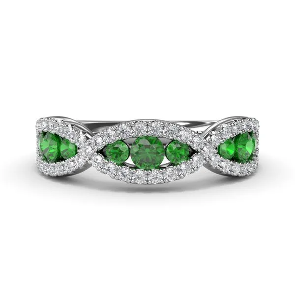 Crossover Emerald and Diamond Wedding Band Shipley's Fine Jewelry Hampstead, MD