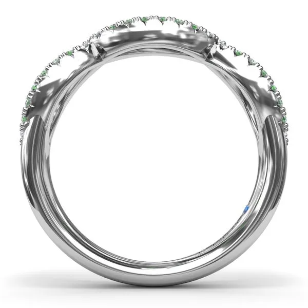 Crossover Emerald and Diamond Wedding Band Image 3 Molinelli's Jewelers Pocatello, ID