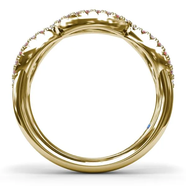 Crossover Ruby and Diamond Wedding Band Image 3 Steve Lennon & Co Jewelers  New Hartford, NY