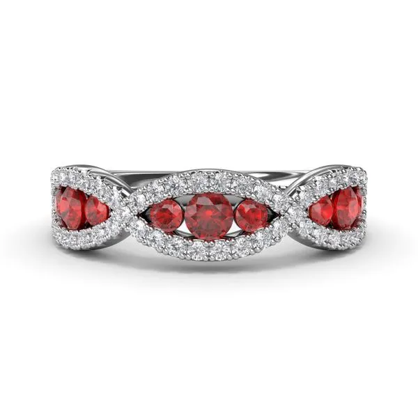 Crossover Ruby and Diamond Wedding Band Moore Jewelers Laredo, TX