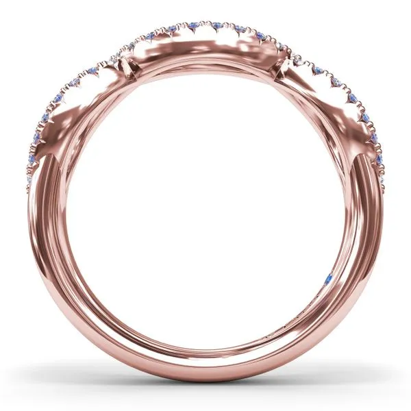 Crossover Sapphire and Diamond Wedding Band Image 3 Steve Lennon & Co Jewelers  New Hartford, NY