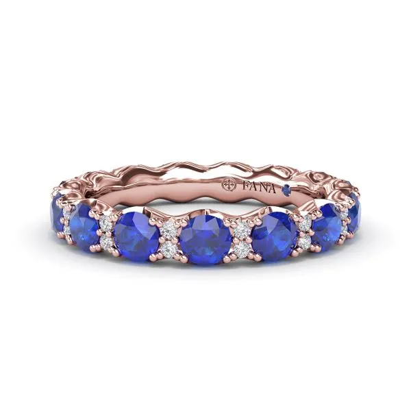 Round Sapphire and Diamond Eternity Band Steve Lennon & Co Jewelers  New Hartford, NY