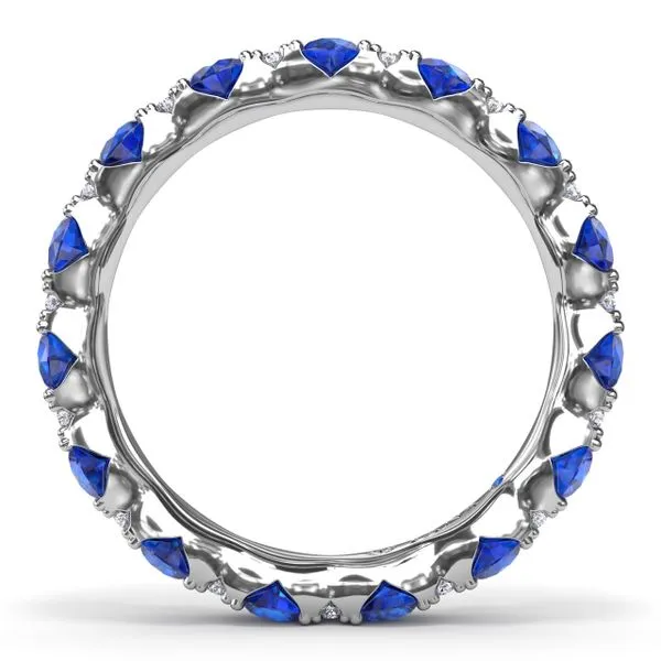 Round Sapphire and Diamond Eternity Band Image 3 Steve Lennon & Co Jewelers  New Hartford, NY