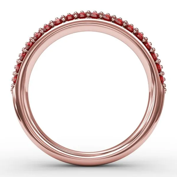 Dazzling Three Row Ruby Pave Ring  Image 2 Castle Couture Fine Jewelry Manalapan, NJ