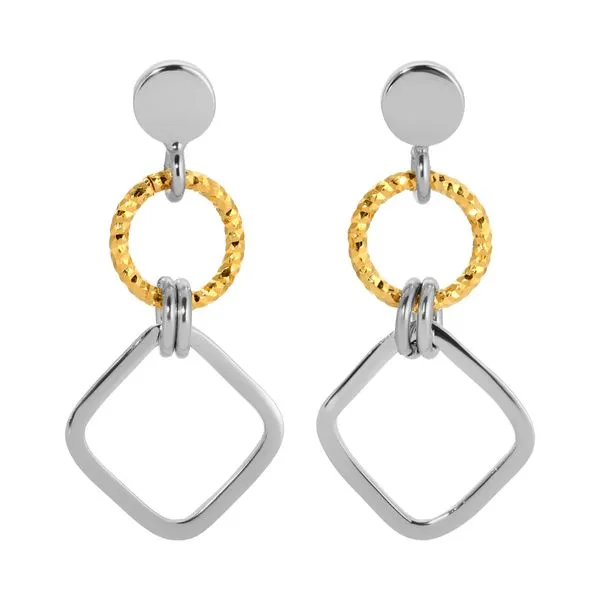 SS + YELLOW GOLD PLATED GEOMETRIC GAME EARRINGS Richard's Jewelry Berne, IN
