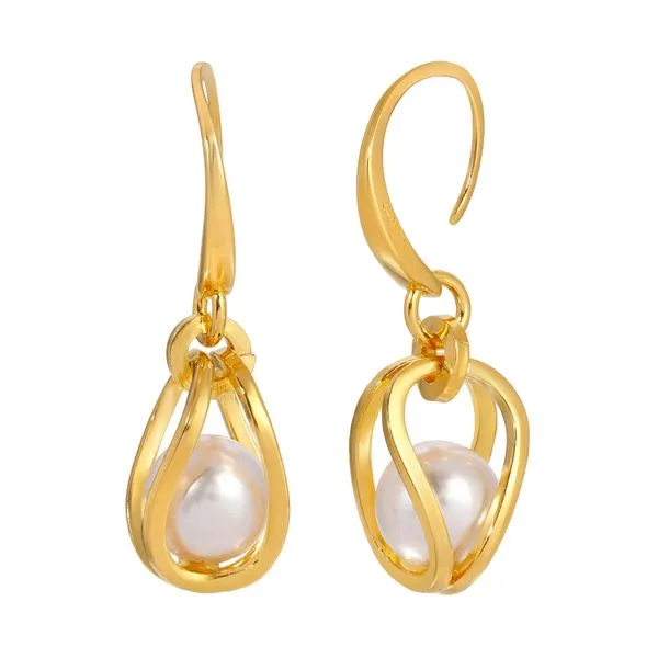 SS + YELLOW GOLD PLATED FRESHWATER PEARL EARRINGS James Wolf Jewelers Mason, OH
