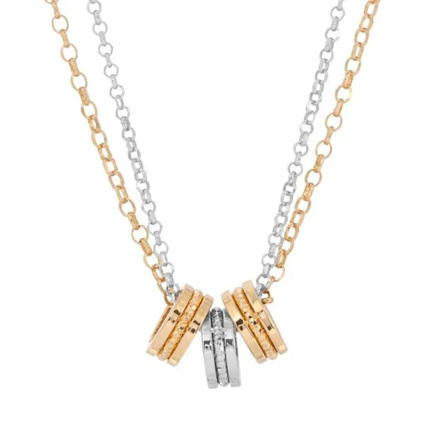 SS + YELLOW GOLD PLATED TRIPLE BARREL NECKLACE J. Meredith Jewelers Delafield, WI