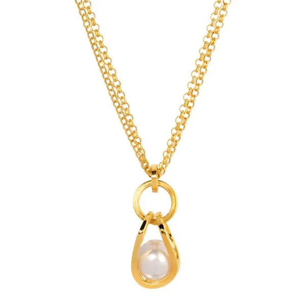 SS + YELLOW GOLD PLATED FRESHWATER PEARL NECKLACE James Wolf Jewelers Mason, OH