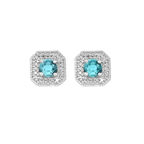 10Kt White Gold Diamond 1/10Ctw & Aquamarine 1/2Ctw Earring Pfaff Jewelers Grandville, MI