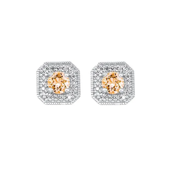 10Kt White Gold Diamond 1/10Ctw & Citrine 3/4Ctw Earring Pfaff Jewelers Grandville, MI