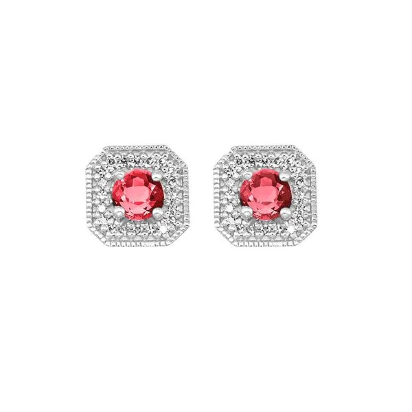 10Kt White Gold Diamond 1/10Ctw & Created Ruby 3/4Ctw Earring Pfaff Jewelers Grandville, MI