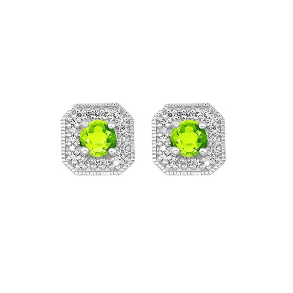 10Kt White Gold Diamond 1/10Ctw & Peridot 1/2Ctw Earring Pfaff Jewelers Grandville, MI