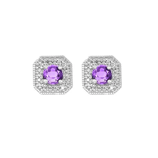 10Kt White Gold Diamond 1/10Ctw & Amethyst 1/2Ctw Earring Pfaff Jewelers Grandville, MI