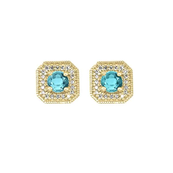 10Kt Yellow Gold Diamond 1/10Ctw & Aquamarine 1/2Ctw Earring SIERRA MOON Auburn, CA