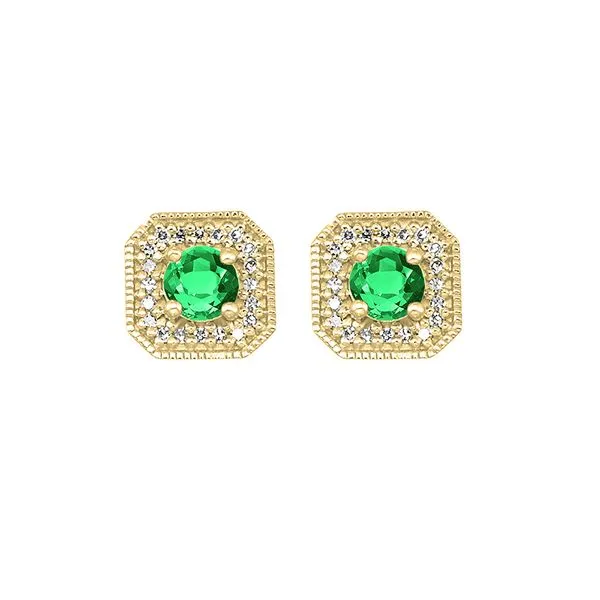 10Kt Yellow Gold Diamond 1/10Ctw & Created-Emerald 3/4Ctw Earring Pfaff Jewelers Grandville, MI