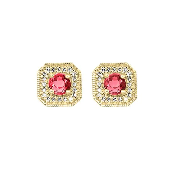10Kt Yellow Gold Diamond 1/10Ctw & Created Ruby 3/4Ctw Earring Pfaff Jewelers Grandville, MI