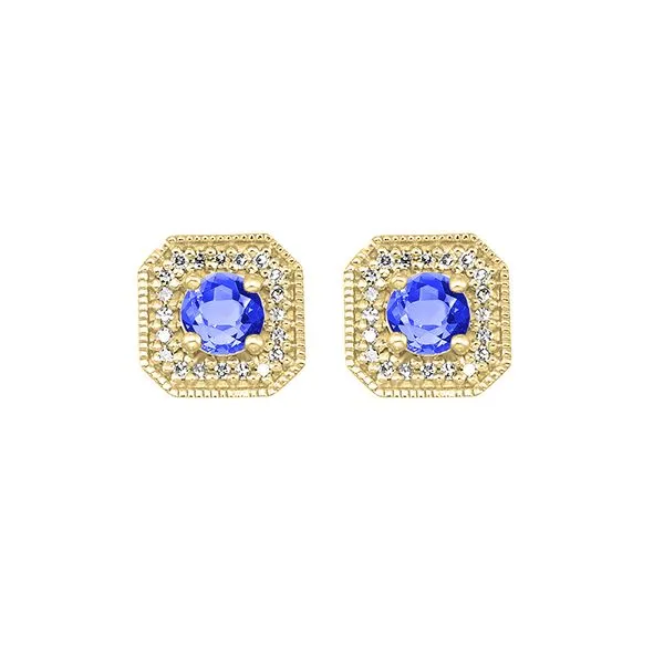 10Kt Yellow Gold Diamond 1/10Ctw & Created Sapphire 3/4Ctw Earring Rasmussen Jewelers Spanish Fork, UT