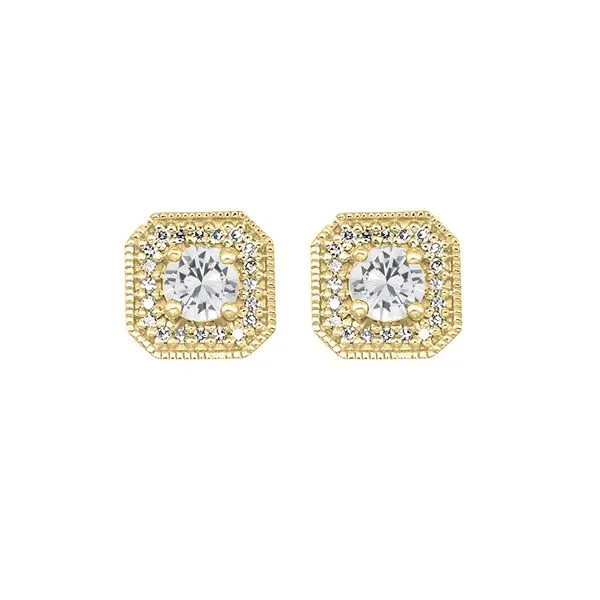 10Kt Yellow Gold Diamond 1/10Ctw & White Topaz 3/4Ctw Earring Pfaff Jewelers Grandville, MI
