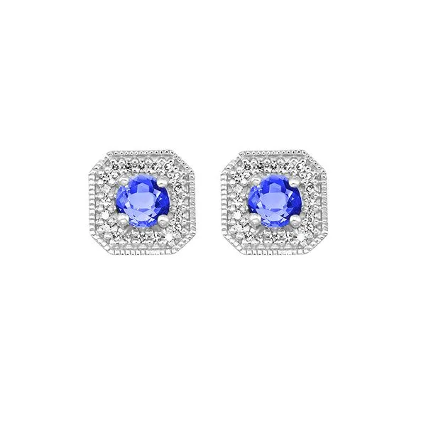 14Kt White Gold Diamond 1/10Ctw & Created Sapphire 3/4Ctw Earring Woelk's House of Diamonds Russell, KS