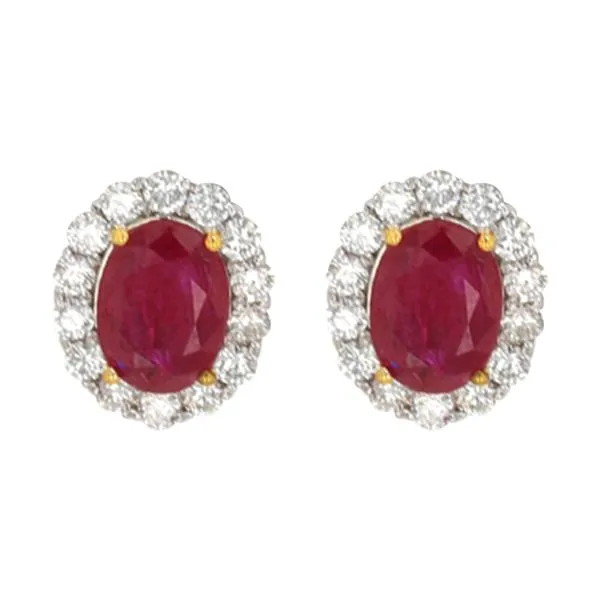 18Kt White Gold Diamond 3/4Ctw & Ruby 2Ctw Earring Valentine's Fine Jewelry Dallas, PA