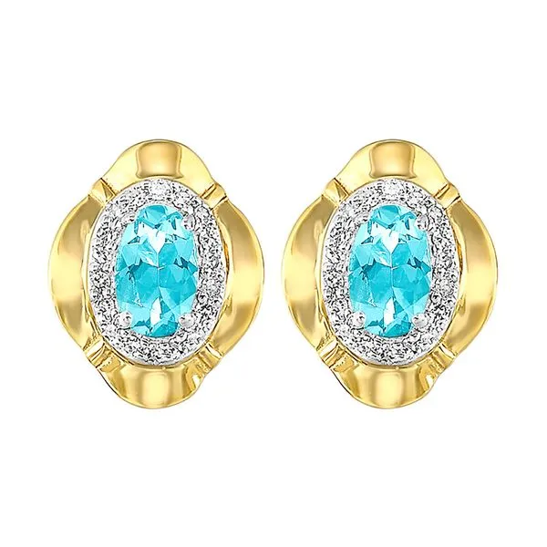 10Kt Yellow Gold Diamond 1/10Ctw & Aquamarine 3/8Ctw Earring Jim's Jewelers Tyler, TX