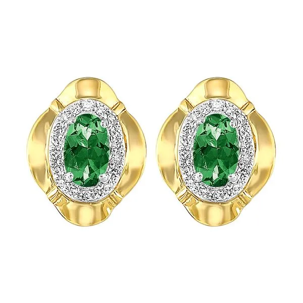 10Kt Yellow Gold Diamond 1/10Ctw & Emerald 3/8Ctw Earring Rasmussen Jewelers Spanish Fork, UT