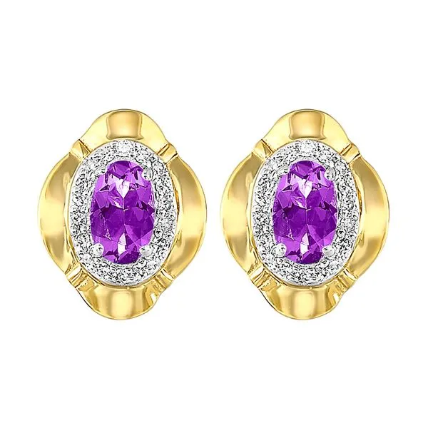 10Kt Yellow Gold Diamond 1/10Ctw & Amethyst 3/8Ctw Earring Rasmussen Jewelers Spanish Fork, UT