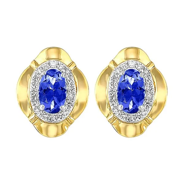 10Kt Yellow Gold Diamond 1/10Ctw & Sapphire 5/8Ctw Earring Woelk's House of Diamonds Russell, KS