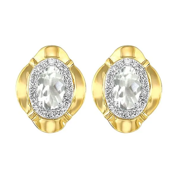 10Kt Yellow Gold Diamond 1/10Ctw & White Topaz 1/2Ctw Earring Collard Jewelers League City, TX