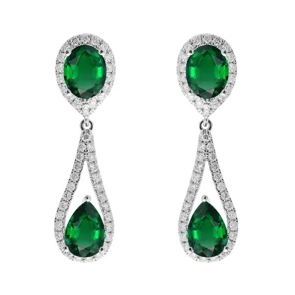14Kt White Gold Diamond 3/4Ctw & Emerald 2 1/2Ctw Earring SIERRA MOON Auburn, CA