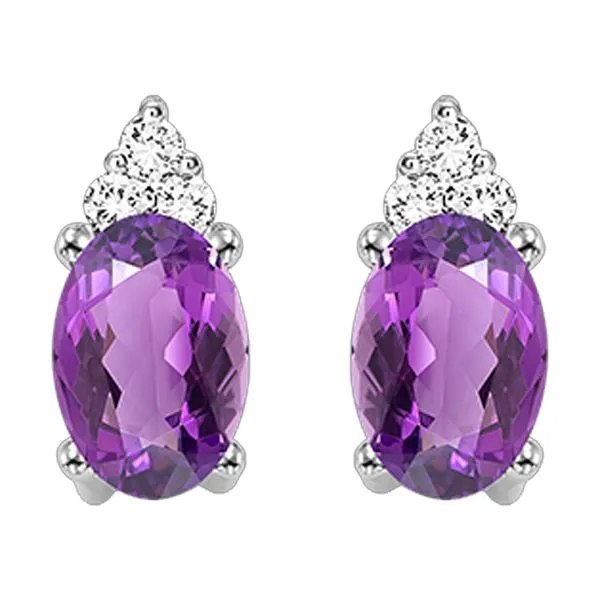 10Kt White Gold Diamond 1/20Ctw & Amethyst 3/8Ctw Earring Pfaff Jewelers Grandville, MI