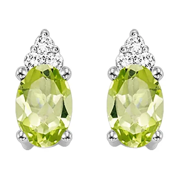 10Kt White Gold Diamond 1/20Ctw & Peridot 5/8Ctw Earring Pfaff Jewelers Grandville, MI