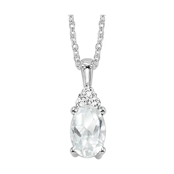 10Kt White Gold Diamond 1/50Ctw & White Topaz 3/8Ctw Pendant Pfaff Jewelers Grandville, MI