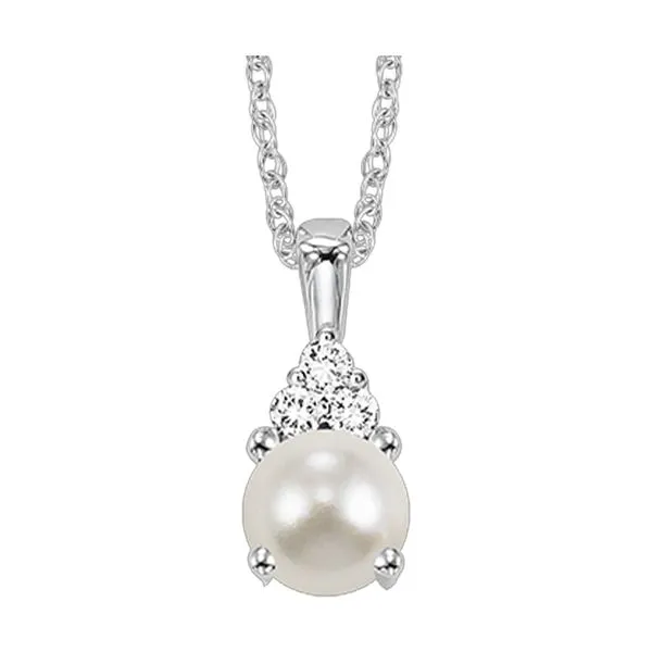 10Kt White Gold Diamond 1/50Ctw & Pearl 3/4Ctw Pendant Pfaff Jewelers Grandville, MI