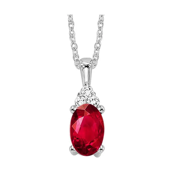 10Kt White Gold Diamond 1/50Ctw & Ruby 3/8Ctw Pendant Pfaff Jewelers Grandville, MI