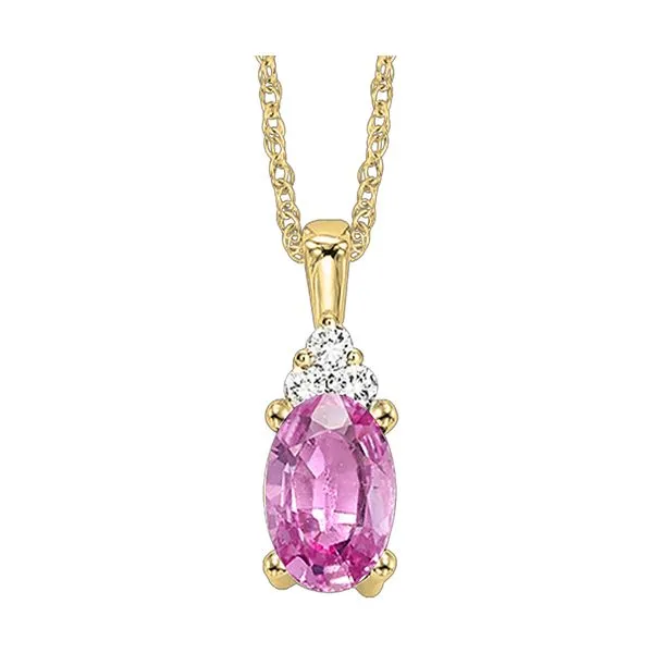 10Kt Yellow Gold Diamond 1/50Ctw & Pink Tourmaline 3/8Ctw Pendant Collard Jewelers League City, TX