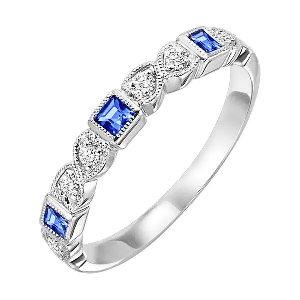 10Kt White Gold Diamond 1/12Ctw & Sapphire 1/8Ctw Ring Pfaff Jewelers Grandville, MI