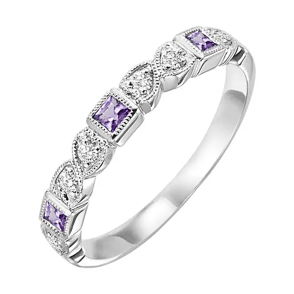 10Kt White Gold Diamond 1/12Ctw & Amethyst 1/7Ctw Ring Pfaff Jewelers Grandville, MI
