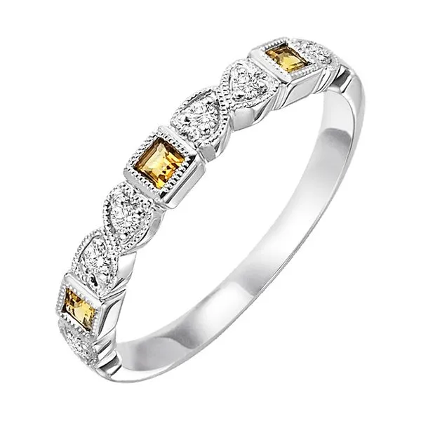 10Kt White Gold Diamond 1/10Ctw & Citrine 1/7Ctw Ring Pfaff Jewelers Grandville, MI