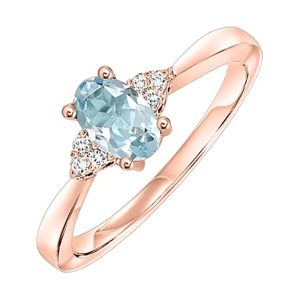 14Kt Rose Gold Diamond 1/20Ctw & Aquamarine 3/8Ctw Ring SIERRA MOON Auburn, CA