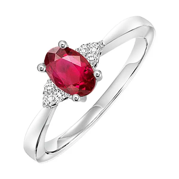 10Kt White Gold Diamond 1/20Ctw & Ruby 1/2Ctw Ring Pfaff Jewelers Grandville, MI
