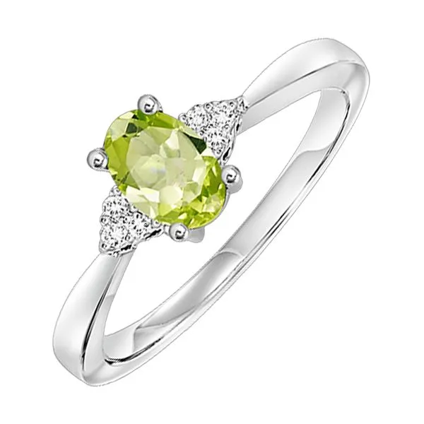10Kt White Gold Diamond 1/20Ctw & Peridot 1/2Ctw Ring Pfaff Jewelers Grandville, MI