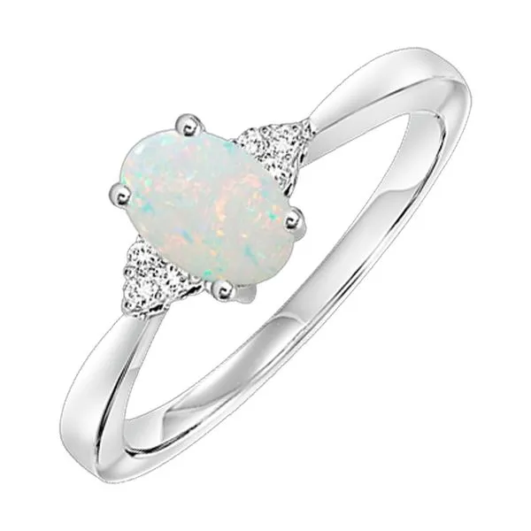 10Kt White Gold Diamond 1/20Ctw & Opal 1/2Ctw Ring Pfaff Jewelers Grandville, MI