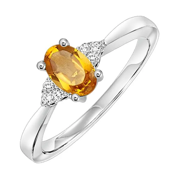 10Kt White Gold Diamond 1/20Ctw & Citrine 1/2Ctw Ring Pfaff Jewelers Grandville, MI